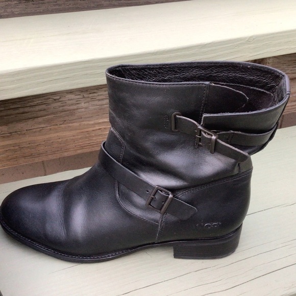 UGG Fletcher Black Leather Water-resistant Ankle Booties Boots Size 12 Womens main image 14